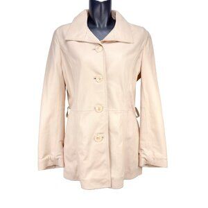 EMC Saumon Leather Soft Pink Cream Spring Jacket sz M
